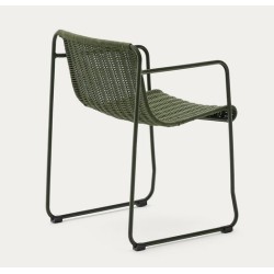 Silla Arvin Swirl en tejido chenilla beige y patas de madera de roble VeryForma