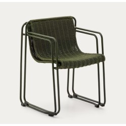 Silla Arvin Swirl en tejido chenilla beige y patas de madera de roble VeryForma