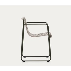 Chaise de jardin Rina en acier vert et corde écru grise VeryForma