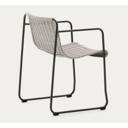 Chaise de jardin Rina en acier vert et corde écru grise VeryForma