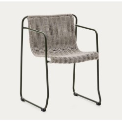 Sedia Arvin Swirl in tessuto ciniglia beige e gambe in legno di rovere VeryForma