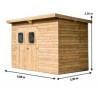 Abri de Jardin Habrita Theora en bois massif 6,45 m2 avec Plaques ondulées
