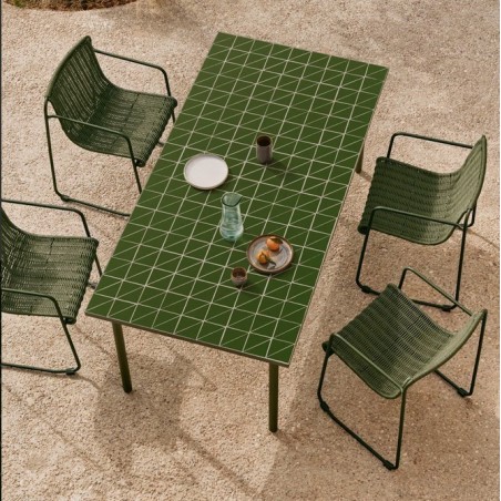Table de jardin Rina en acier vert et céramique vert foncé VeryForma