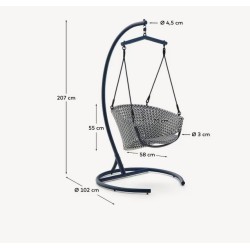 Aliga Hängesessel aus Aluminium und blauem Rattan VeryForma