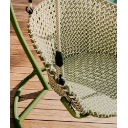 Aliga hanging chair in aluminum and green rattan VeryForma