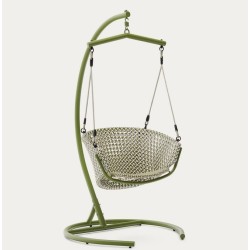 Aliga hanging chair in aluminum and green rattan VeryForma