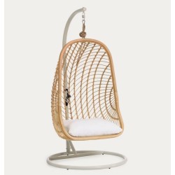 Cadeira Suspensa Kate em Rattan Natural e Aço VeryForma