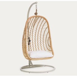 Cadeira Suspensa Kate em Rattan Natural e Aço VeryForma