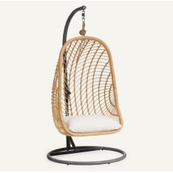 Cadeira Suspensa Kate em Rattan Natural e Aço Cinza Escuro VeryForma