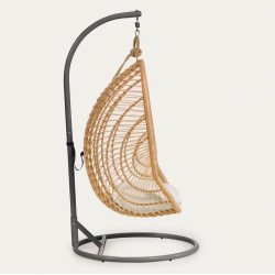 Kate Hanging Chair in Natural Rattan and VeryForma Steel