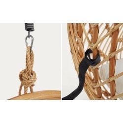 Kate Sedia Sospesa in Rattan Naturale e Acciaio Grigio Scuro VeryForma