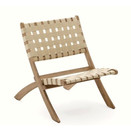 Beli Folding Armchair in solid wood and cream rope VeryForma