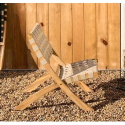 Beli Sillón plegable de madera maciza y cuerda color crema VeryForma