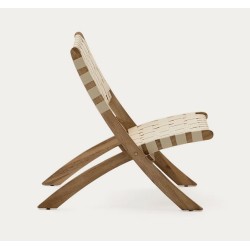 Beli Sillón plegable de madera maciza y cuerda color crema VeryForma