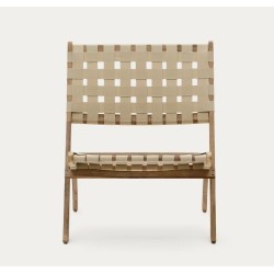 Beli Sillón plegable de madera maciza y cuerda color crema VeryForma