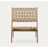 Beli Sillón plegable de madera maciza y cuerda color crema VeryForma