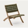 Beli Folding Armchair in solid wood and green rope VeryForma