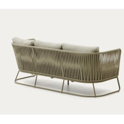 Sofá de exterior Saco de 3 plazas en cuerda verde y acero VeryForma