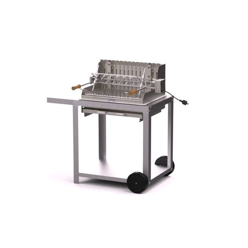 Le Marquier Mendy Barbecue in Acciaio Inox con Carrello e Girarrosto