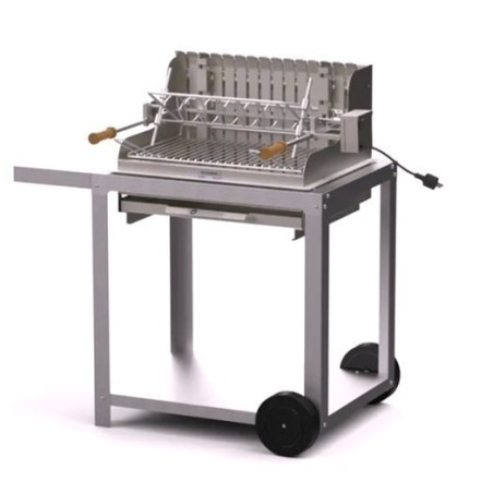 Le Marquier Mendy Barbecue in Acciaio Inox con Carrello e Girarrosto