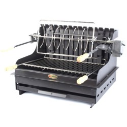 Le Marquier Mendy Barbecue in Acciaio Nero con Carrello e Girarrosto