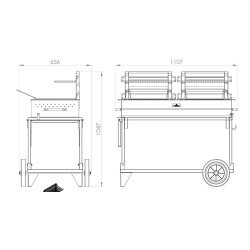Le Marquier Méchoui Barbecue auf Wagen und Rotisserie