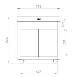 Le Marquier MeLe Marquier outdoor kitchen cabinet 80 x55 cm black steel