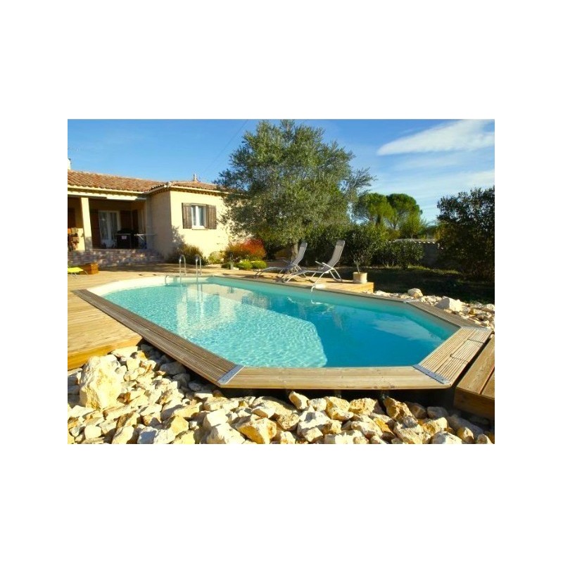 Ubbink Azura Piscina in Legno 400x610 H120cm Fodera Blu