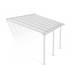Pérgola de pared Olympia 3x4,25m de aluminio blanco y policarbonato Canopia