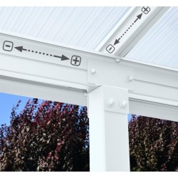 Pérgola de pared Olympia 3x4,25m de aluminio blanco y policarbonato Canopia