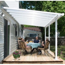 Pergola adossée Olympia 3x5,46m aluminium blanc et polycarbonate Canopia