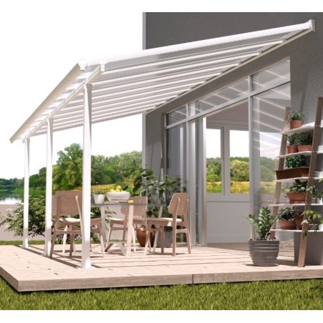 Olympia 3x6,1 m Wandpergola aus Weißaluminium und Canopia Polycarbonat