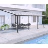 Olympia 3x7.30m grey aluminium and Canopia polycarbonate wall-mounted pergola