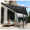 Olympia 3x8.60m wall-mounted pergola with grey aluminium and Canopia polycarbonate