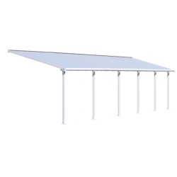 Pérgola de pared Olympia 3x9,71m de aluminio blanco y policarbonato Canopia