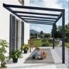 Pérgola de pared de aluminio Stockholm de 3,5x3,7 m Techo gris antracita y transparente Canopia