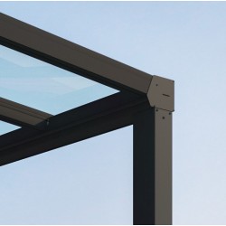 Stockholm wall-mounted pergola 3.5x6.6m aluminium Anthracite grey and Canopiaonate Canopia transparent roof