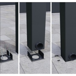 Stockholm wall-mounted pergola 3.5x6.6m aluminium Anthracite grey and Canopiaonate Canopia transparent roof