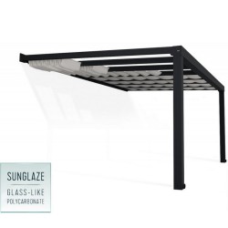 Stockholm 3.5x5.15m Anthracite Grey Aluminum Lean-to Pergola with Canopia Transparent Roof