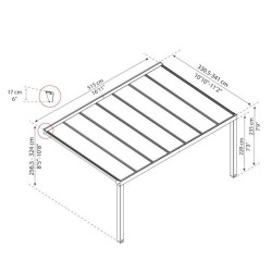 Stockholm 3.5x5.15m Anthracite Grey Aluminum Lean-to Pergola with Canopia Transparent Roof