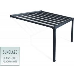 Stockholm 3.5x5.15m Anthracite Grey Aluminum Lean-to Pergola with Canopia Transparent Roof