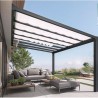 Stockholm wall-mounted pergola3.5x5.15m anthracite grey aluminium and Canopia transparent roof