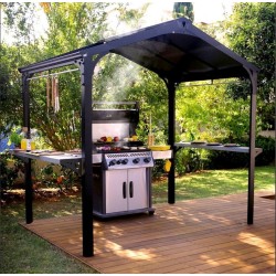 Abrigo para churrasco Austin de alumínio cinza antracite de 1,8 x 2,4 m com cobertura de dossel