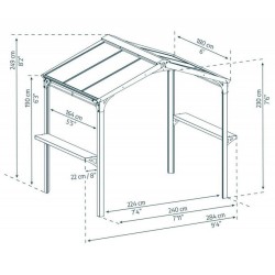 Riparo per barbecue in alluminio Austin 1,8x2,4 m grigio antracite con tetto Canopia