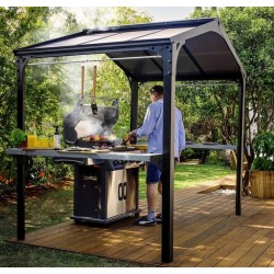 Riparo per barbecue in alluminio Austin 1,8x2,4 m grigio antracite con tetto Canopia