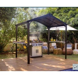 Riparo per barbecue in alluminio Austin 1,8x2,4 m grigio antracite con tetto Canopia