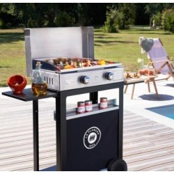 Stainless Steel Gas Plancha with Trolley and Stainless Steel Lid Le Marquier