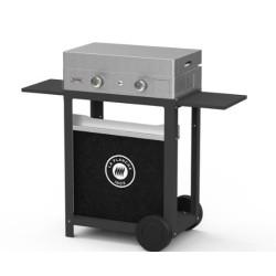 Stainless Steel Gas Plancha with Trolley and Stainless Steel Lid Le Marquier