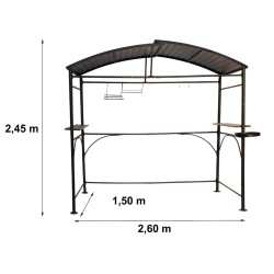 Dallas Grill Shelter, 2.6x 1.50m in Charcoal Grey Aluminium