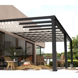 Pérgola de alumínio Stockholm Lean- 3.4x7.3m cinza antracite com telhado transparente Canopia